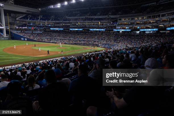 General views of loanDepot park during the Opening Day game between the Pittsburgh Pirates and the Miami Marlins on March 28, 2024 in Miami, Florida.