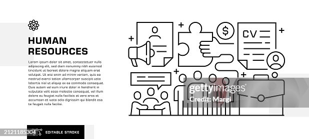 Human Resources Line Icon Design for Header, Web Banner Template Human Resources Line Icon Design for Header, Web Banner Template