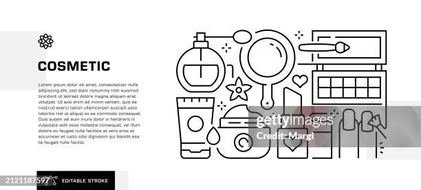 cosmetics line icon design for header, web banner template - makeup brushes stock illustrations