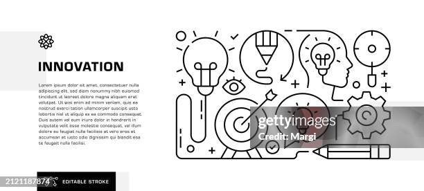 innovation line icon design for header, web banner template - ideas stock illustrations