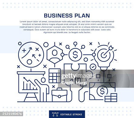 Business Plan Header, Web Banner Template. Editable Thin Line Illustration Business Plan Header, Web Banner Template. Editable Thin Line Illustration