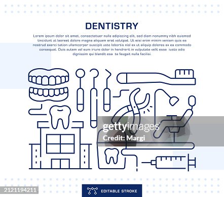 Dentistry Concept Header, Web Banner Template. Editable Thin Line Illustration Dentistry Concept Header, Web Banner Template. Editable Thin Line Illustration