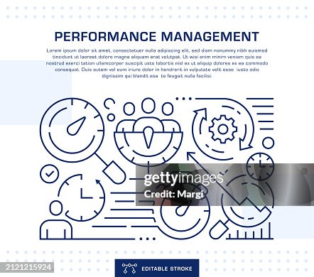 Performance Management Concept Header, Web Banner Template. Editable Thin Line Illustration Performance Management Concept Header, Web Banner Template. Editable Thin Line Illustration