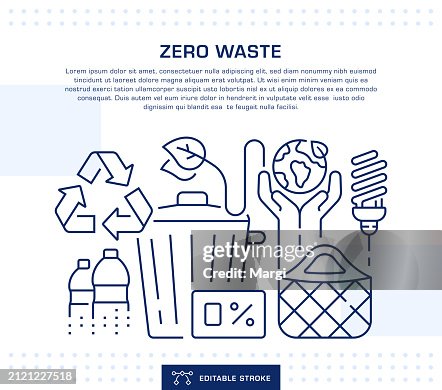 Zero Waste Header, Web Banner Template. Editable Thin Line Illustration Zero Waste Header, Web Banner Template. Editable Thin Line Illustration