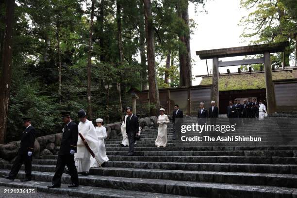 Princess Aiko visits the Naiku, inner shrine of the Ise Shrine on March 26, 2024 in Ise, Mie, Japan.