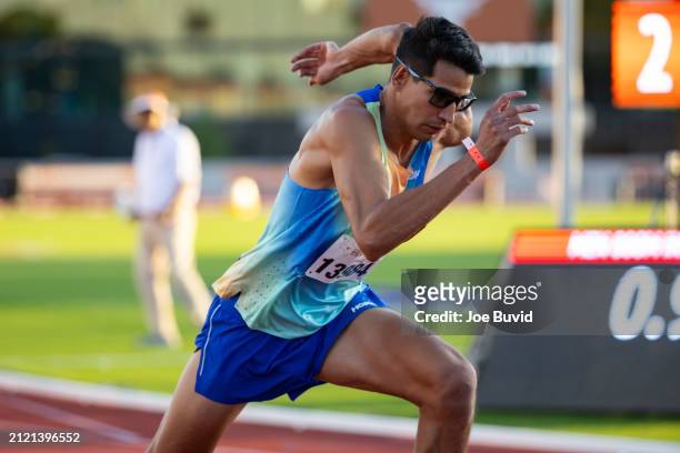Jesus Tonatiu Lopez of Mexico starts the Men's 800m Invitational at the 96th Clyde Littlefield Texas Relays on March 28, 2024 in Austin, Texas.