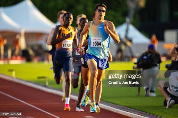 Jesus Tonatiu Lopez of Mexico leads Heat 2 of the Men's 800m Invitational at the 96th Clyde Littlefield Texas Relays on March 28, 2024 in Austin,...