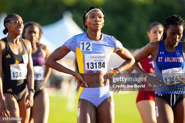 Andrenette Knight of Jamaica finished 2nd in Heat 1 of the Women's 800m Invitational at the 96th Clyde Littlefield Texas Relays on March 28, 2024 in...