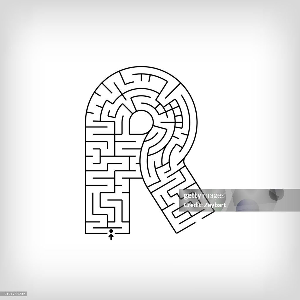 Letter R Pattern Maze Unique Linear Letter R Maze Puzzle High-Res Vector Graphic - Getty Images