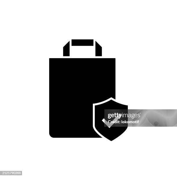secure shopping solid icon. this flat icon is suitable for infographics, web designs, mobile apps, ui, ux, and gui design. - refund product stock illustrations