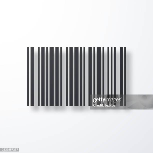 bar code. icon with shadow on white background - scan barcode stock illustrations