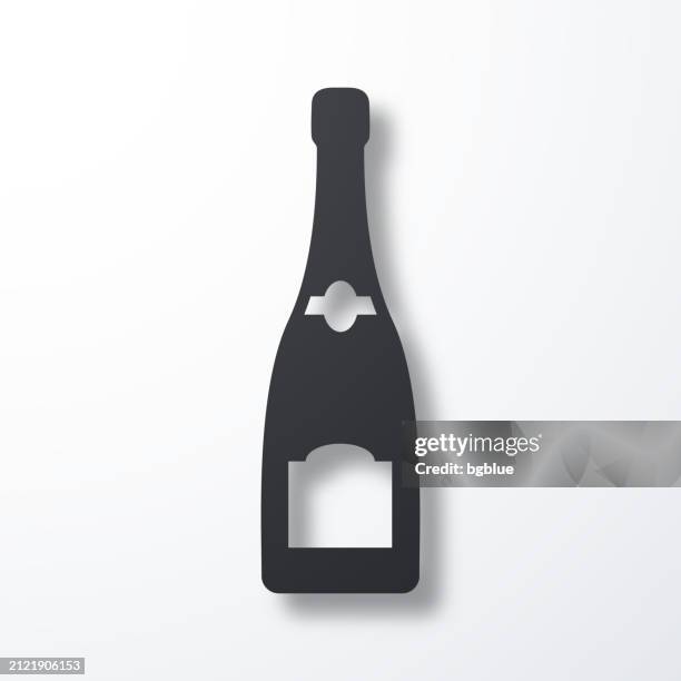 champagne bottle. icon with shadow on white background - prosecco stock illustrations