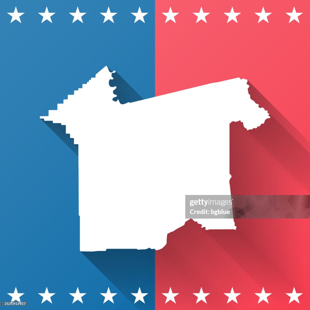 Rapides Parish, Louisiana. Map on blue and red background