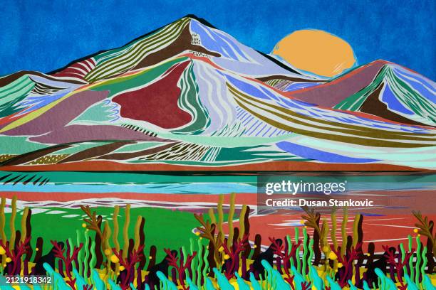 beautiful landscape - kunstdruck stock-grafiken, -clipart, -cartoons und -symbole