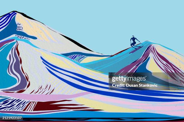 ski fahren in den bergen - alpen landschaft stock-grafiken, -clipart, -cartoons und -symbole