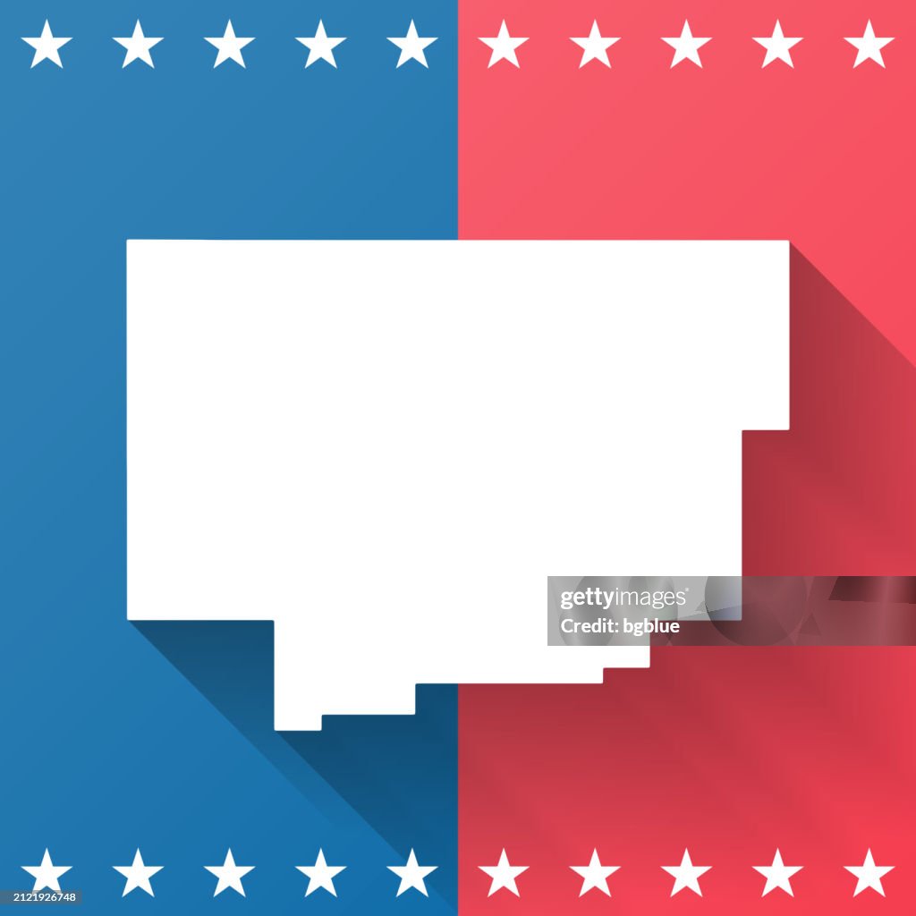 Comanche County, Oklahoma. Map on blue and red background