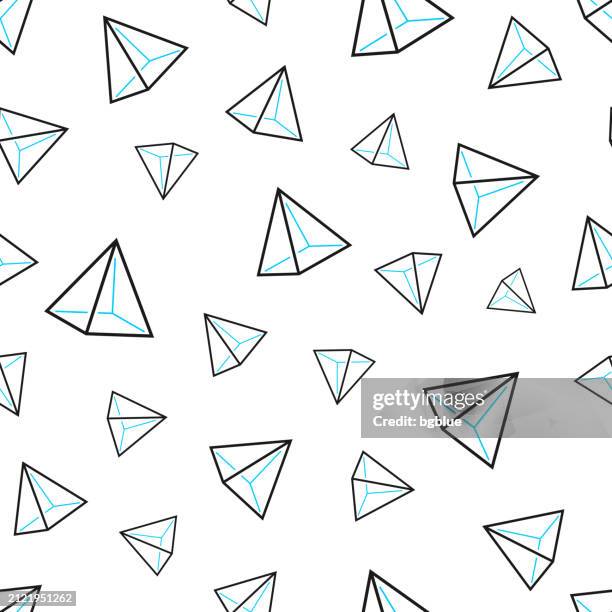 pyramid. seamless pattern. line icons on white background - 3d triangle patterns stock illustrations