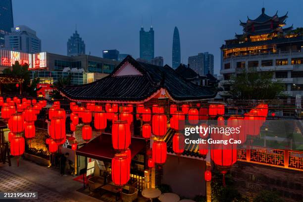 night view of luohu district, shenzhen - shenzhen stock pictures, royalty-free photos & images