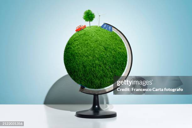 concept of eco sustainability - desktop globe stock pictures, royalty-free photos & images
