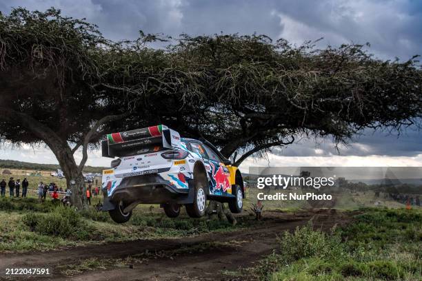 Gregoire Munster and co-driver Louis Louka from the M-Sport Ford World Rally Team are competing in their Ford Puma Rally1 Hybrid on the second day of...