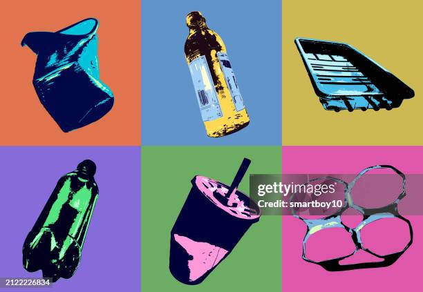 plastic food packaging - posterized stock illustrations