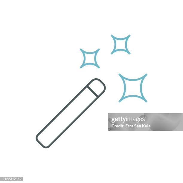 wand duocolor line icon design with editable stroke. suitable for infographics, web pages, mobile apps, ui, ux, and gui design. - magic wand stock illustrations
