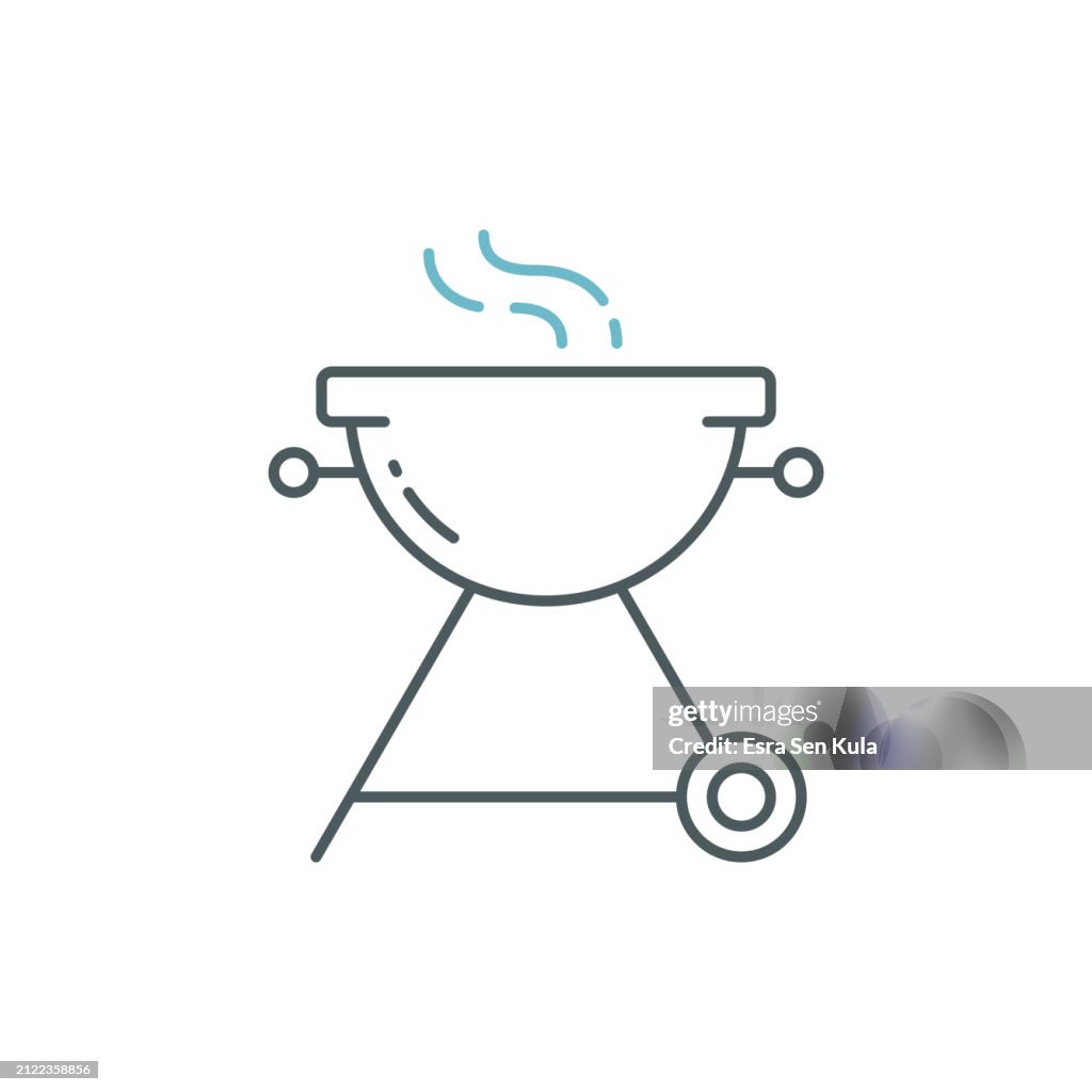 Barbecue Grill Duocolor Line Icon Design with Editable Stroke. Suitable for Infographics, Web Pages, Mobile Apps, UI, UX, and GUI design.
