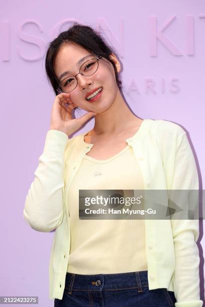 Singer BiBi is seen at the "Maison Kitsune" Baby Fox Collection launching event on March 29, 2024 in Seoul, South Korea.