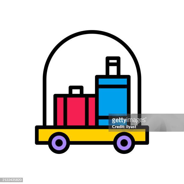 flat line icon for hotel luggage - motel stock illustrations