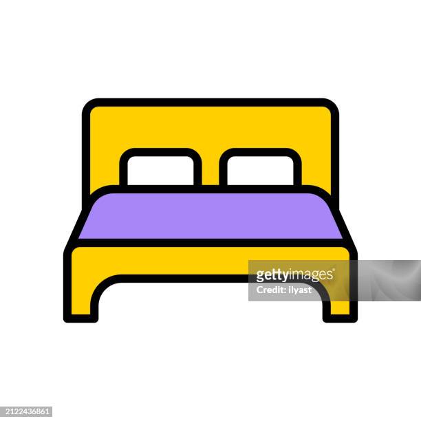 flat line icon for hotel bedroom - motel stock illustrations