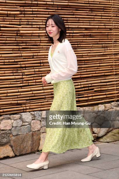 South Korean actress Kim Si-Eun is seen at the Maison Kitsune Baby Fox Collection launching event on March 29, 2024 in Seoul, South Korea.