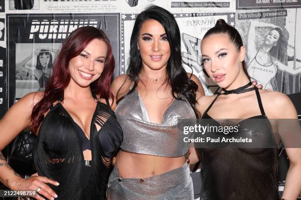 Aidra Fox, Courtney Tillia and Melissa Stratton attend the 6th Annual Pornhub Awards at Whisky a Go Go on March 28, 2024 in West Hollywood,...