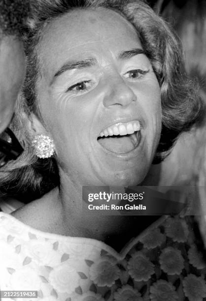 American socialite Ethel Kennedy attends a campaign fundraising rally at the Los Angeles Memorial Sports Arena, Los Angeles, California, May 24, 1968.