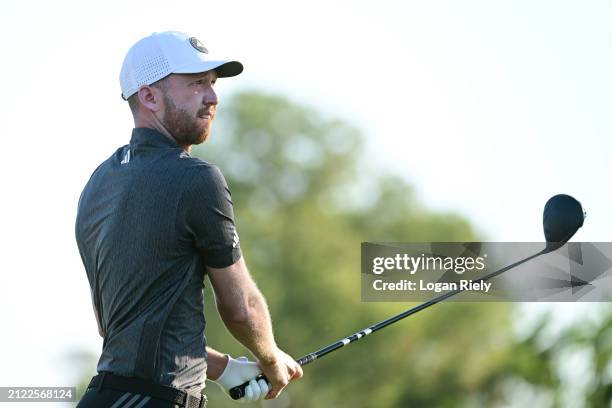 Daniel Berger of the United States hits a tee shot on the fourth hole during the second round of the Texas Children's Houston Open at Memorial Park...