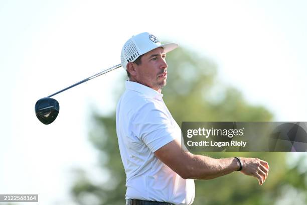 Scott Stallings of the United States hits a tee shot on the fourth hole during the second round of the Texas Children's Houston Open at Memorial Park...