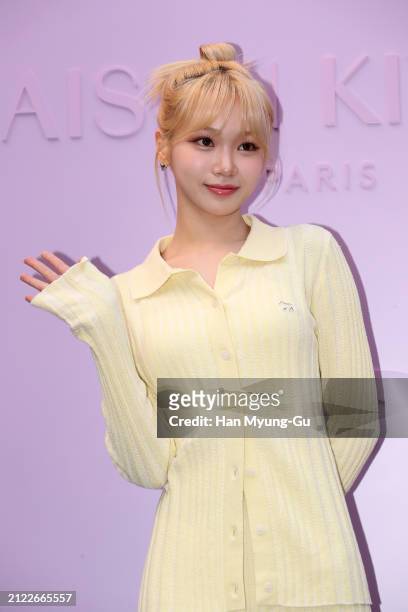 Kim Chae-Won of girl group LE SSERAFIM is seen at the Maison Kitsune Baby Fox Collection launching event on March 29, 2024 in Seoul, South Korea.