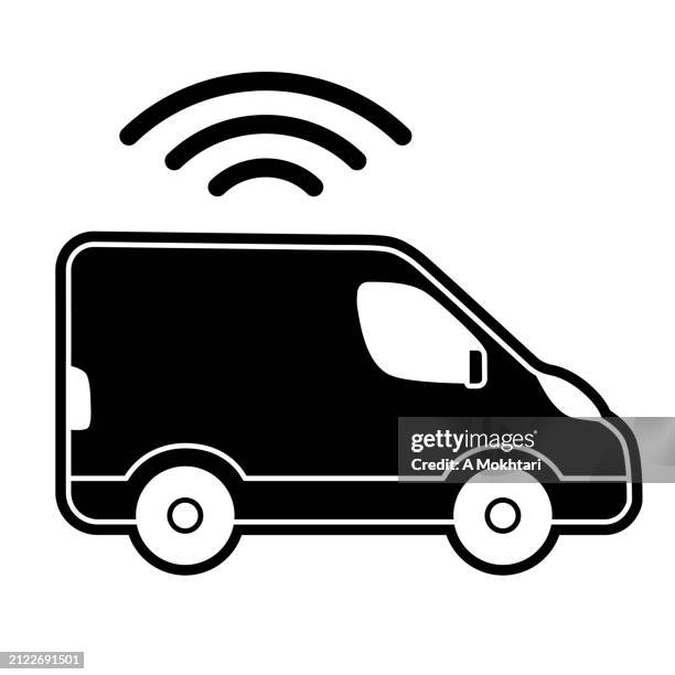 connected van icon. - autonomous systems stock illustrations