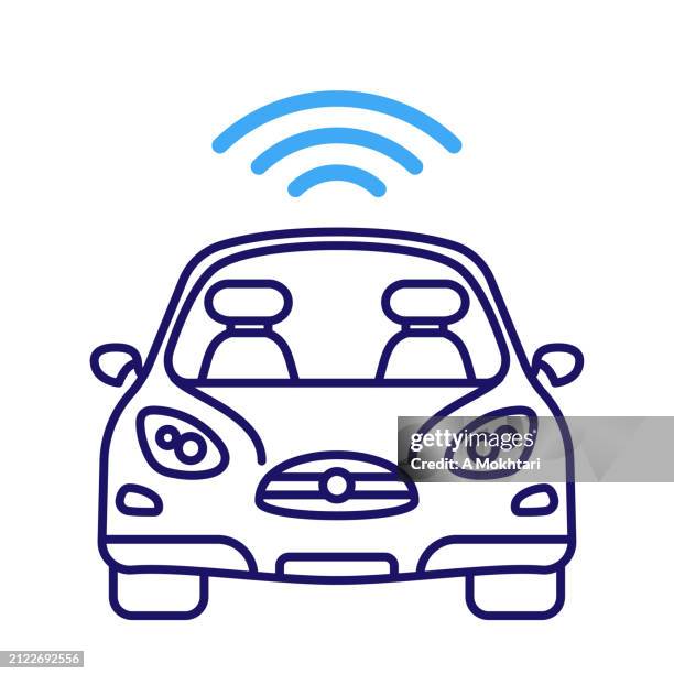 connected car icon. - autonomous systems stock illustrations