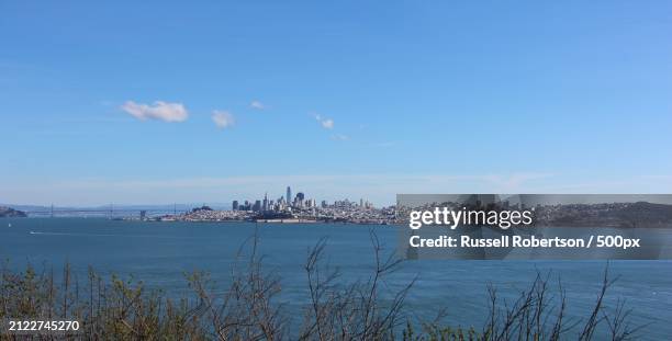 scenic view of sea against sky,sausalito,california,united states,usa - sausalito stock pictures, royalty-free photos & images