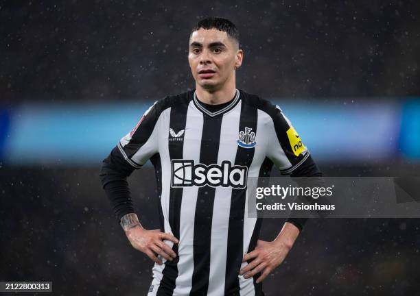 Miguel Almiron of Newcastle United during the Emirates FA Cup Quarter Final match between Manchester City and Newcastle United at Etihad Stadium on...