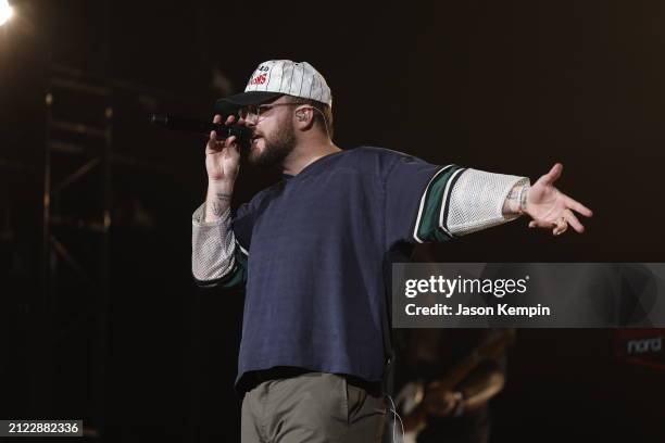 Quinn XCII performs onstage for the 3rd Annual "BRELAND & Friends" benefit for the Oasis Center at Ryman Auditorium on March 26, 2024 in Nashville,...