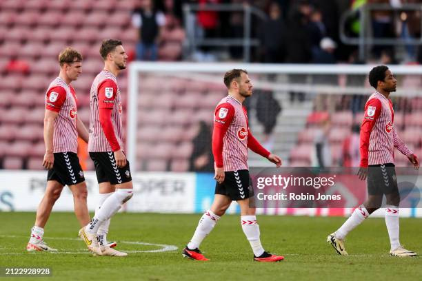 Kyle Walker-Peters, Taylor Harwood-Bellis, Ryan Fraser and James Bree of Southampton after their sides 1-1 draw during the Sky Bet Championship match...