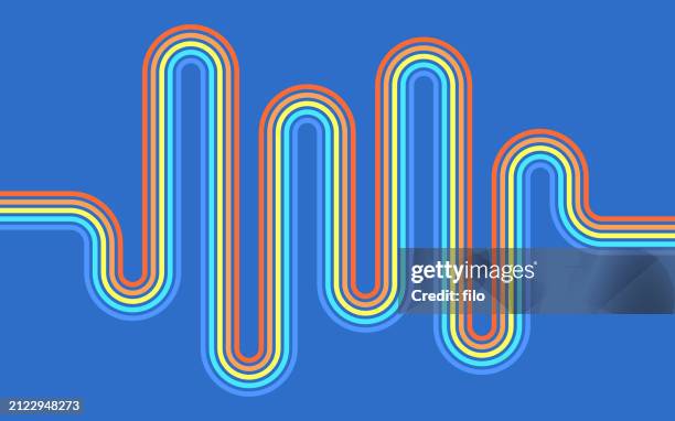 ilustrações de stock, clip art, desenhos animados e ícones de line motion retro curve timeline background - estrada da vida