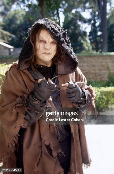 American musician Meat Loaf , wearing make-up on the set of his music video, 'I'd Do Anything for Love ', in Los Angeles, California, circa 1993.