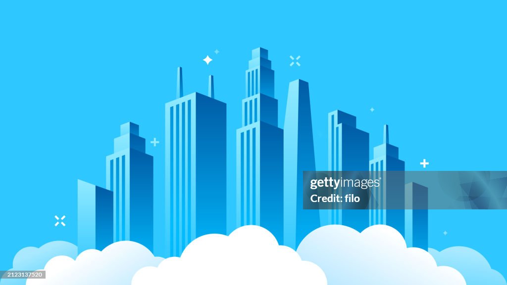 City Urban Skyscraper Cloud Skyline Modern