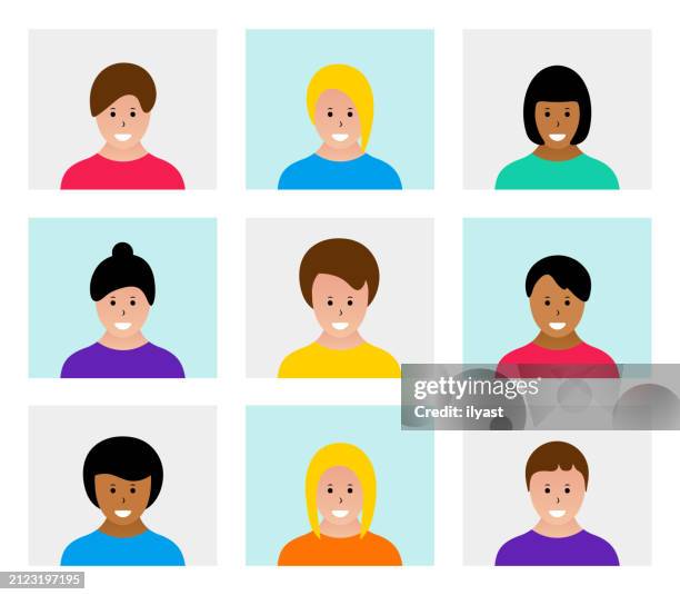various portraits webinar design - community health seminar stock illustrations