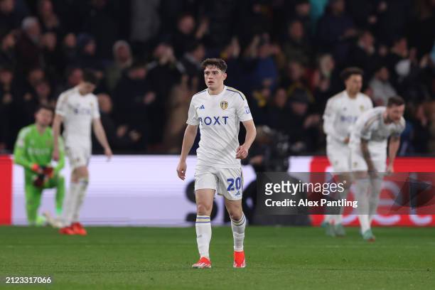Daniel James of Leeds United reacts after Vakoun Issouf Bayo of Watford scored his sides first goal during the Sky Bet Championship match between...