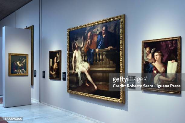General view of the Italian baroque masterpieces part of the new set of a Baroque Permanent Collection at Pinacoteca Nazionale on March 29, 2024 in...