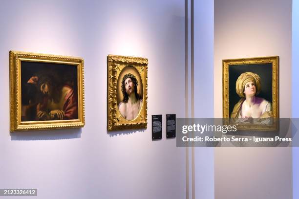 General view of the Italian baroque masterpieces part of the new set of a Baroque Permanent Collection at Pinacoteca Nazionale on March 29, 2024 in...