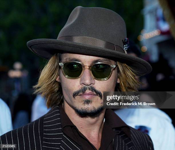 Actor Johnny Depp attends the film premiere of "Pirates of the Caribbean" at Disneyland on June 28, 2003 in Anaheim, California.